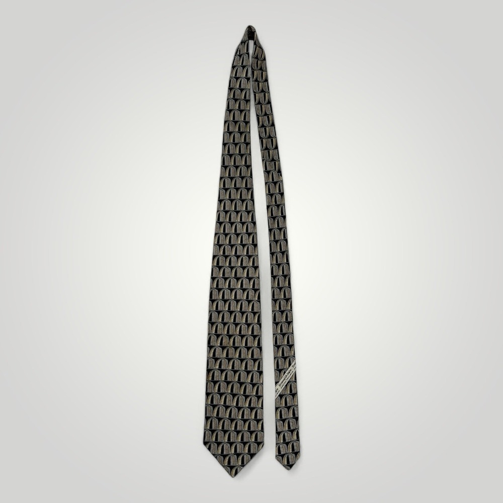 Ermenegildo Zegna Disegno Esclusivo Silk Neck Tie Mens Made in Italy Gold Silver - Picture 6 of 11